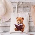 Teddy Bear Reading a Book Canvas Tote Bag
