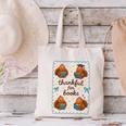 Thankful For Books Turkey Reading Book Lovers Fall Teacher Canvas Tote Bag