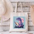 Trex Reading Book Dinosaur Canvas Tote Bag
