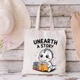 Unearth a Story Cute Dinosaur Summer Reading 2026 Dino Book Canvas Tote Bag