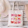 Valentine Cupid Coquette Pink Bow Apple Books Teacher Canvas Tote Bag