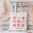 Valentine Teacher Cute Bows Apple Globe Pencil Books Art Canvas Tote Bag