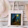 Van Gogh Starry Night Art Cat And Book Lovers Premium Tri-Blend Canvas Tote Bag
