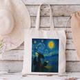 Van Gogh Starry Night Fantasy Reader Dragon Reading Book Canvas Tote Bag
