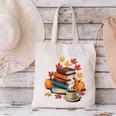 Vintage Books Tea Lovers Fall Autumn Leaves And Pumpkins Canvas Tote Bag