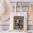 Vintage Style Read Books Lift Weights Fight Fascists Retro Canvas Tote Bag Vintage Style Read Books Lift Weights Fight Fascists Retro Canvas Tote Bag
