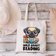 Wild About Reading Book Lover Pug Dog Canvas Tote Bag