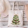 Xmas Tree Books Merry Christmas Coquette Bow Teacher Holiday Canvas Tote Bag