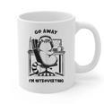 Cat With Coffee On Computer Go Away I'm Introverting Graphic Print Coffee Mug Cat With Coffee On Computer Go Away I'm Introverting Graphic Print Coffee Mug