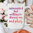 Introverted Willing To Discuss Red Platy Introvert Graphic Print Coffee Mug