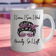 I Came I Saw I Had Anxiety So I Left Messy Bun Introvert Graphic Print Coffee Mug