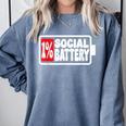 1 Social Battery Sarcastic Introverted Men Women Comfort Colors Sweatshirt Blue Jean