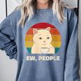 Ew People Introvert Cat Lover Crazy Colorful Cat Lady Comfort Colors Sweatshirt Blue Jean