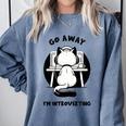 Go Away I'm Introverting Cat With Coffee Comfort Colors Sweatshirt Blue Jean Go Away I'm Introverting Cat With Coffee Comfort Colors Sweatshirt Blue Jean