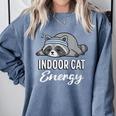 Indoor Cat Energy Raccoon Introvert Anti Social Mascot Comfort Colors Sweatshirt Blue Jean Indoor Cat Energy Raccoon Introvert Anti Social Mascot Comfort Colors Sweatshirt Blue Jean