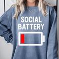 Introvert Low Social Battery Level Anti Social People Comfort Colors Sweatshirt Blue Jean Introvert Low Social Battery Level Anti Social People Comfort Colors Sweatshirt Blue Jean