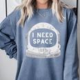 Introvert Space Helmet I Need Space Men Women Comfort Colors Sweatshirt Blue Jean