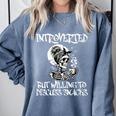 Introverted But Willing To Discuss Snacks Coffee Premium Comfort Colors Sweatshirt Blue Jean Introverted But Willing To Discuss Snacks Coffee Premium Comfort Colors Sweatshirt Blue Jean