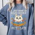 I Just Want To Read Books And Pet Cats Introvert Comfort Colors Sweatshirt Blue Jean I Just Want To Read Books And Pet Cats Introvert Comfort Colors Sweatshirt Blue Jean