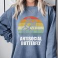 Retro Antisocial Butterfly Shirt For Introverts Comfort Colors Sweatshirt Blue Jean Retro Antisocial Butterfly Shirt For Introverts Comfort Colors Sweatshirt Blue Jean