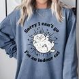 Sorry I Can't Go I'm An Indoor Cat Quote Introvert Comfort Colors Sweatshirt Blue Jean