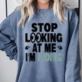 Stop Looking At Me I’m Hiding Sarcastic Introvert Joke Comfort Colors Sweatshirt Blue Jean Stop Looking At Me I’m Hiding Sarcastic Introvert Joke Comfort Colors Sweatshirt Blue Jean