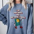 I Like Video Games Dogs And Maybe 3 People Gamer Introvert Raglan Baseball Tee Comfort Colors Sweatshirt Blue Jean