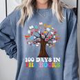 100 Days In The Books Reading Teacher 100th Day Of School Premium Tri-Blend Comfort Colors Sweatshirt Denim
