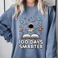 100 Days Smarter Astronaut Book 100th Day Girls Kids Women Comfort Colors Sweatshirt Denim 100 Days Smarter Astronaut Book 100th Day Girls Kids Women Comfort Colors Sweatshirt Denim