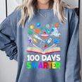 100th Day Of School Astronaut Books Space 100 Days Smarter Comfort Colors Sweatshirt Denim