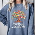 100th Day Of School Books Tree Reading Comfort Colors Sweatshirt Denim 100th Day Of School Books Tree Reading Comfort Colors Sweatshirt Denim