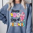 100th Day Of School Teacher Books 100 Days Of Preschool Girl Comfort Colors Sweatshirt Denim