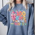 100th Day Of School Teacher Floral 100 Days In The Books Comfort Colors Sweatshirt Denim