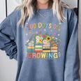 100th Day Of School Teacher Floral Books 100 Days Of Growing Comfort Colors Sweatshirt Denim