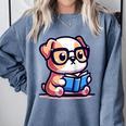 Adorable Book Lover Bulldog With Reading Glasses Cute Raglan Baseball Tee Comfort Colors Sweatshirt Denim Adorable Book Lover Bulldog With Reading Glasses Cute Raglan Baseball Tee Comfort Colors Sweatshirt Denim
