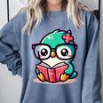 Adorable Book Lover Humming Bird With Reading Glasses Cute Comfort Colors Sweatshirt Denim Adorable Book Lover Humming Bird With Reading Glasses Cute Comfort Colors Sweatshirt Denim