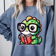 Adorable Book Lover Iguana With Reading Glasses Cute Comfort Colors Sweatshirt Denim Adorable Book Lover Iguana With Reading Glasses Cute Comfort Colors Sweatshirt Denim