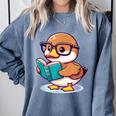 Adorable Book Lover Mallard Duck With Reading Glasses Cute Comfort Colors Sweatshirt Denim