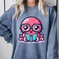 Adorable Book Lover Octopus With Reading Glasses Cute Comfort Colors Sweatshirt Denim Adorable Book Lover Octopus With Reading Glasses Cute Comfort Colors Sweatshirt Denim