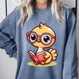 Adorable Book Lover Ostrich With Reading Glasses Cute Comfort Colors Sweatshirt Denim Adorable Book Lover Ostrich With Reading Glasses Cute Comfort Colors Sweatshirt Denim