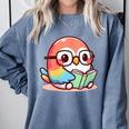 Adorable Book Lover Parrot With Reading Glasses Cute Comfort Colors Sweatshirt Denim