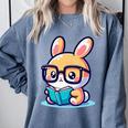 Adorable Book Lover Rabbit With Reading Glasses Cute Premium Comfort Colors Sweatshirt Denim Adorable Book Lover Rabbit With Reading Glasses Cute Premium Comfort Colors Sweatshirt Denim