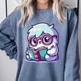 Adorable Book Lover Yeti With Reading Glasses Cute Comfort Colors Sweatshirt Denim Adorable Book Lover Yeti With Reading Glasses Cute Comfort Colors Sweatshirt Denim