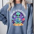Alien Reader Reading Teacher Librarian Book Lover Comfort Colors Sweatshirt Denim