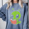 Alien Reading Book Believe In Yourself Kids Women Men Comfort Colors Sweatshirt Denim