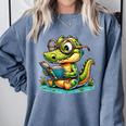 Alligator Reading a Book Animal Comfort Colors Sweatshirt Denim Alligator Reading a Book Animal Comfort Colors Sweatshirt Denim