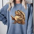 Alligator Snapping Turtle Reading A Book Comfort Colors Sweatshirt Denim Alligator Snapping Turtle Reading A Book Comfort Colors Sweatshirt Denim