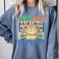 Animals Read Reading Book Library First Day Of School Kids Comfort Colors Sweatshirt Denim