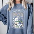 Anti-Social Book-Club Cat Graphic Comfort Colors Sweatshirt Denim