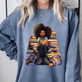 Back To School Afro Melanin Girl Reading Book Bookworm Comfort Colors Sweatshirt Denim Back To School Afro Melanin Girl Reading Book Bookworm Comfort Colors Sweatshirt Denim